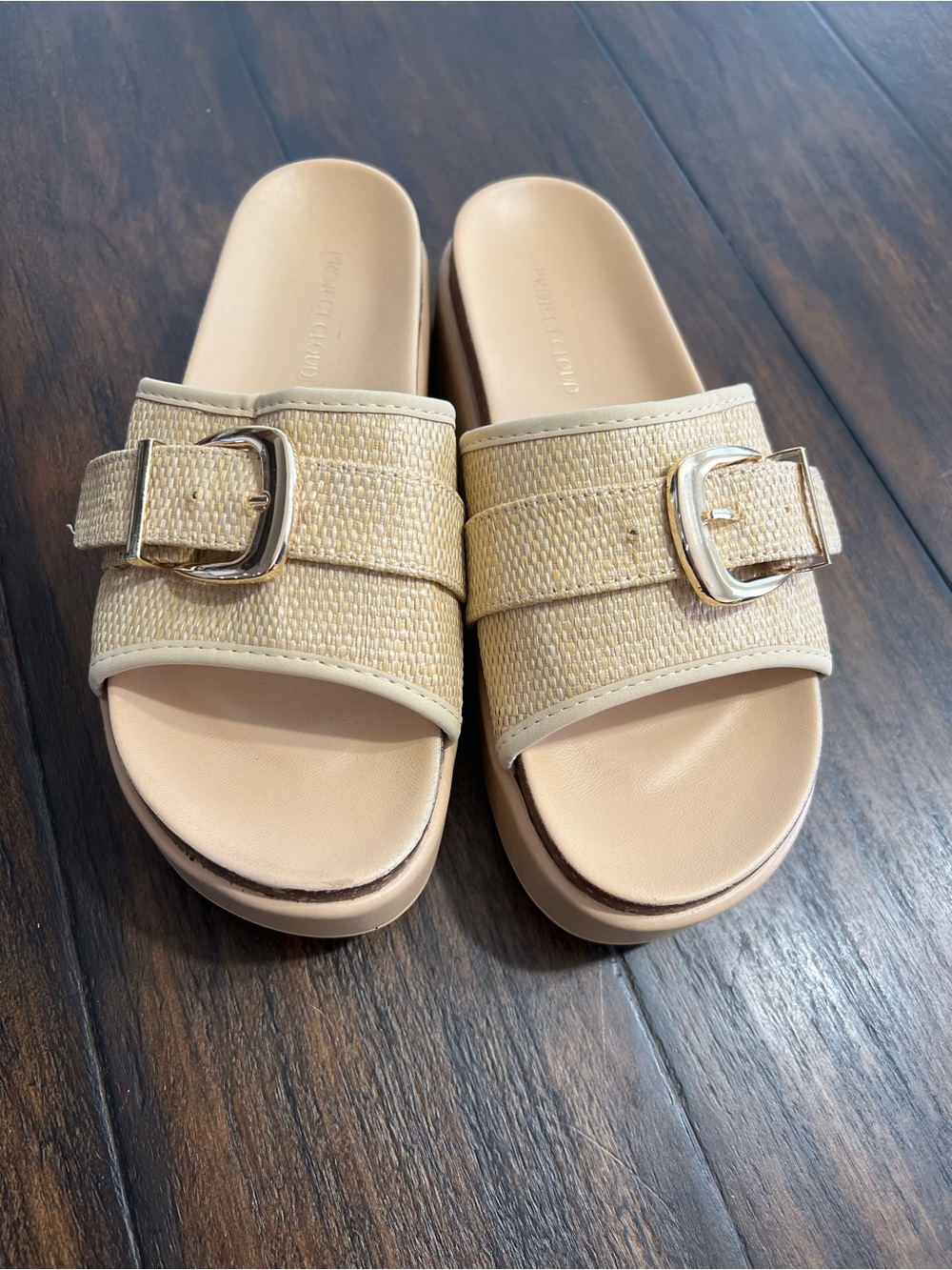 Project Cloud Sonia Raffia & Cork Platform Sandal Comfortable Beige Size 7.5